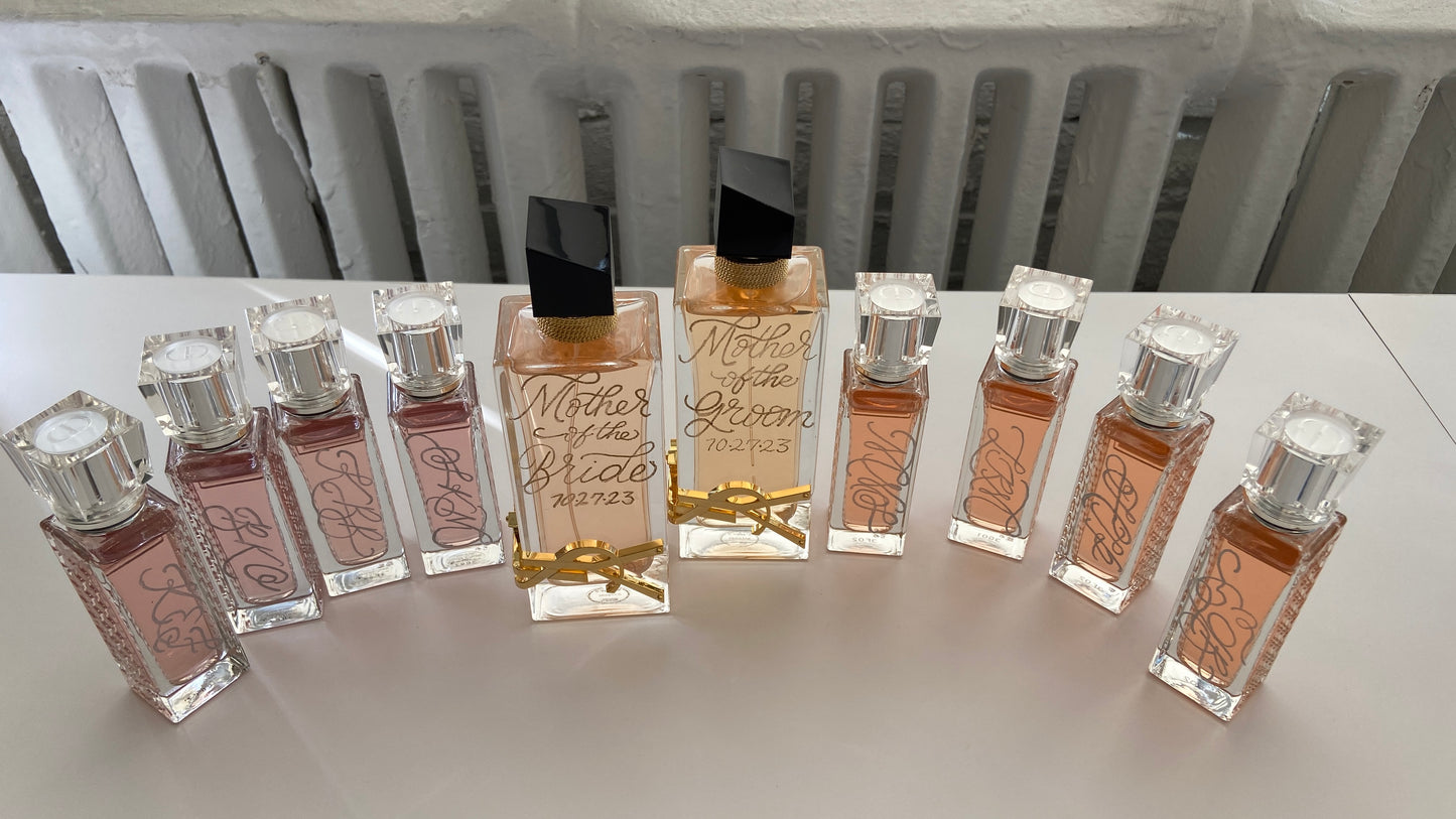 Hand-Engraved Perfume Bottle | Custom Bridal Gift, Bridesmaid Proposal & Wedding Keepsake