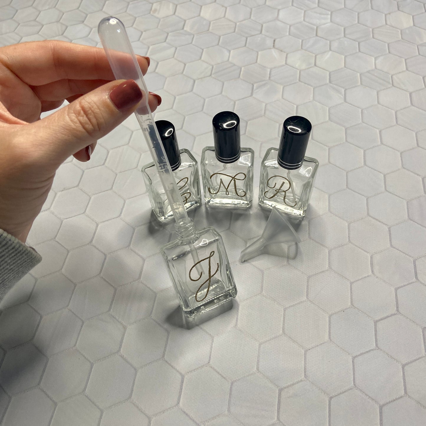 Engraved Perfume Bottle - Refillable Travel-Size Perfume Bottles Personalized with Initial