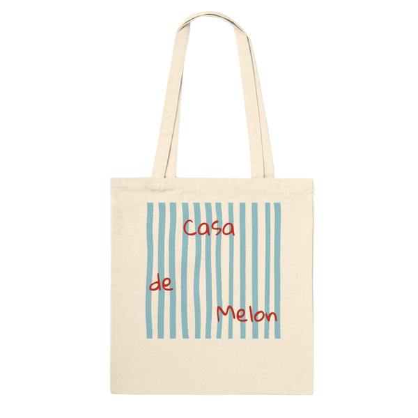 House Merch: "Casa de" Striped Canvas Tote Bag