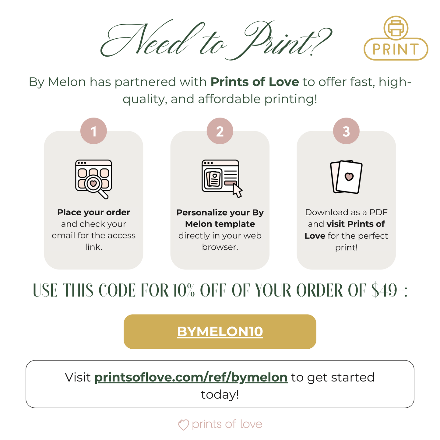 Halloween invitation printing guide with Prints of Love discount code and Canva template preview