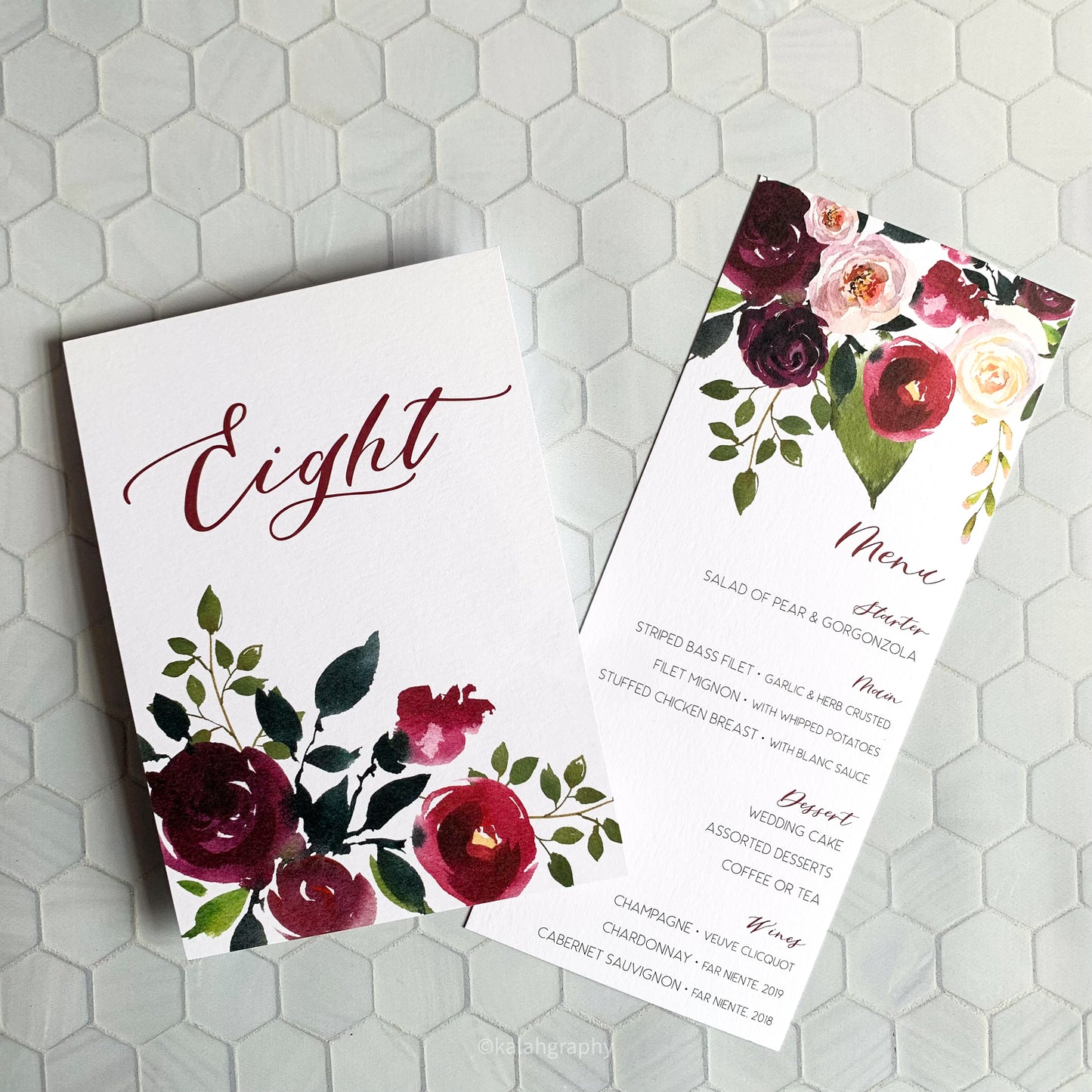 Floral Wedding Menu - Day-of Stationery