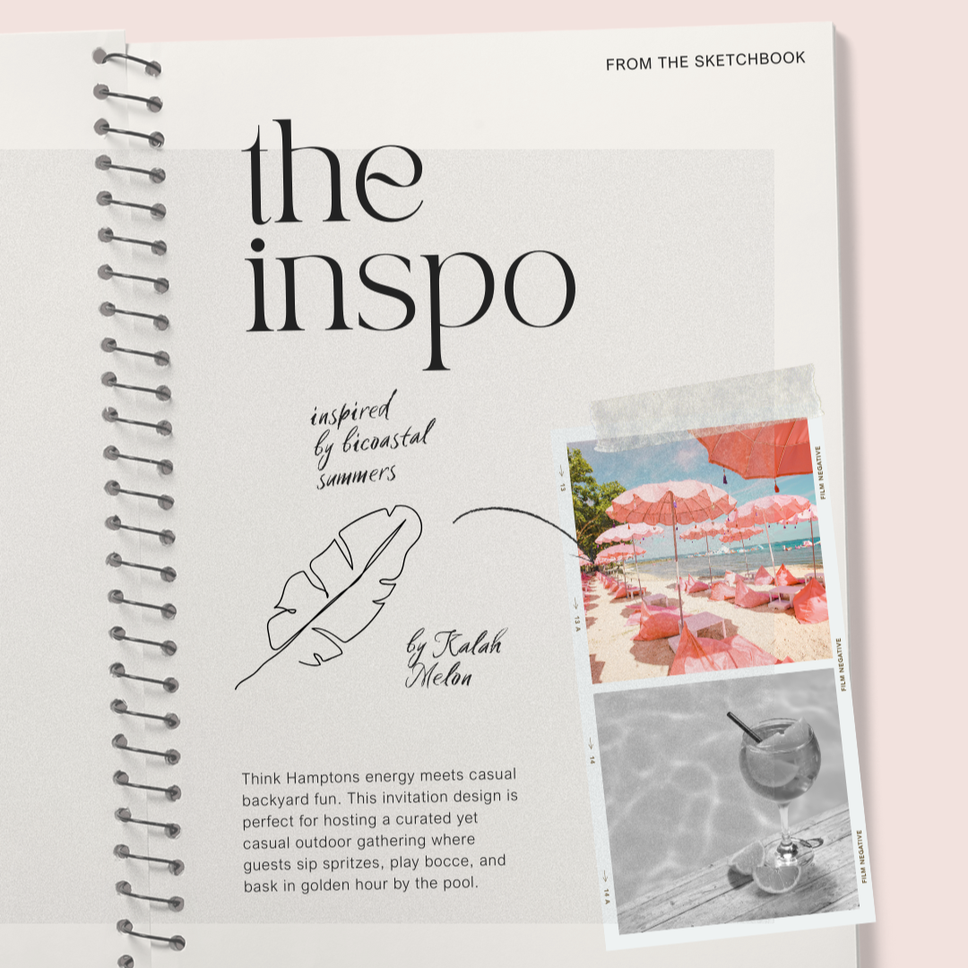 Spiral-bound notebook with 'the inspo' design on a pink background