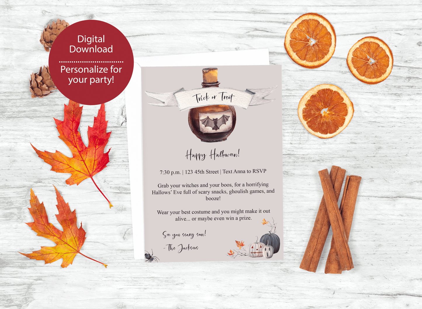 Halloween Party Invitation Digital Download