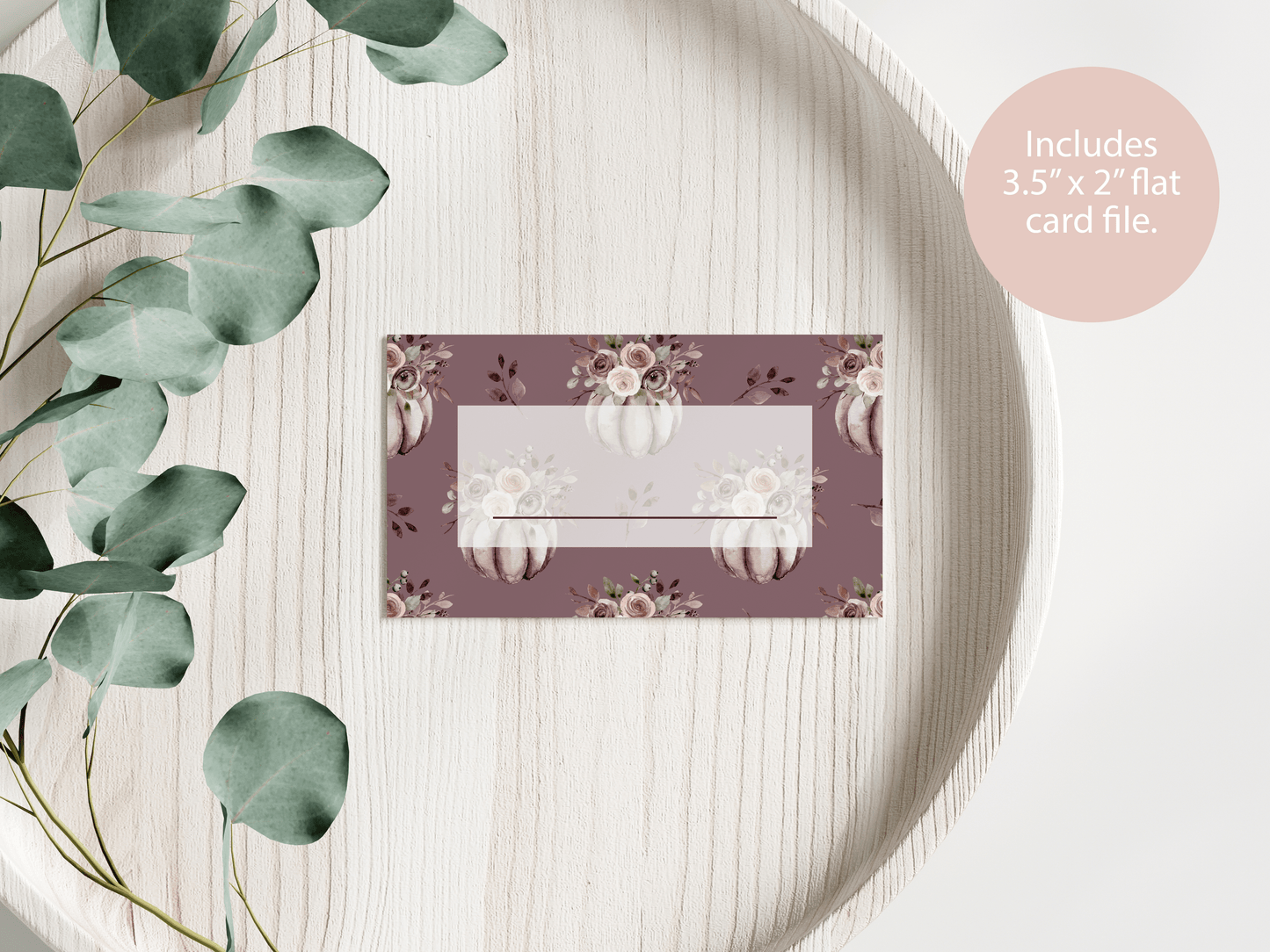 Purple Pumpkin Thanksgiving Place Cards - Digital Download