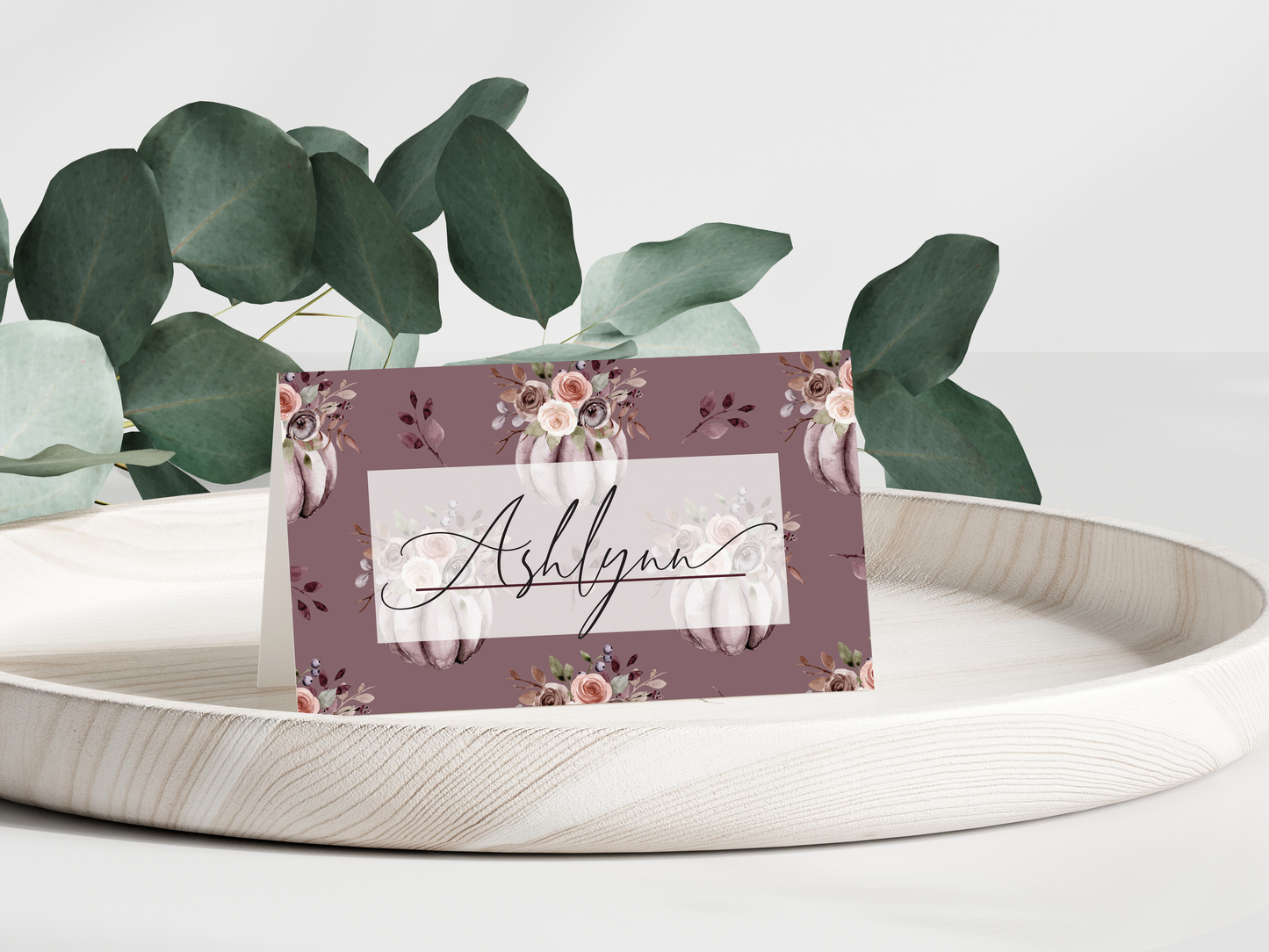 Purple Pumpkin Thanksgiving Place Cards - Digital Download