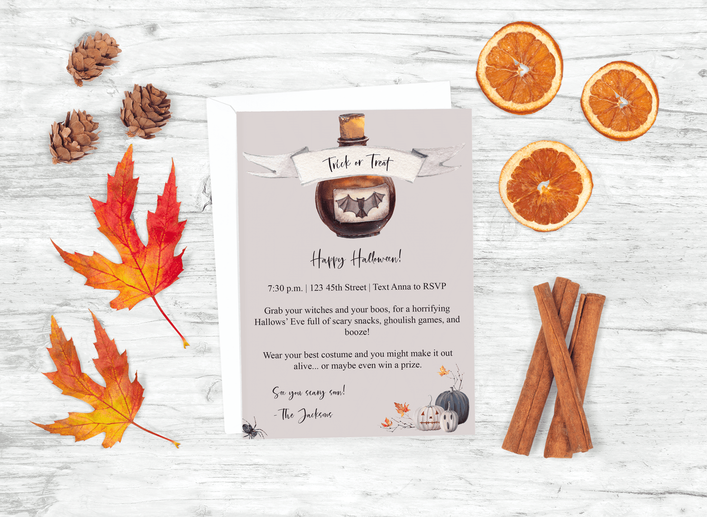 Trick or treat holiday card for download