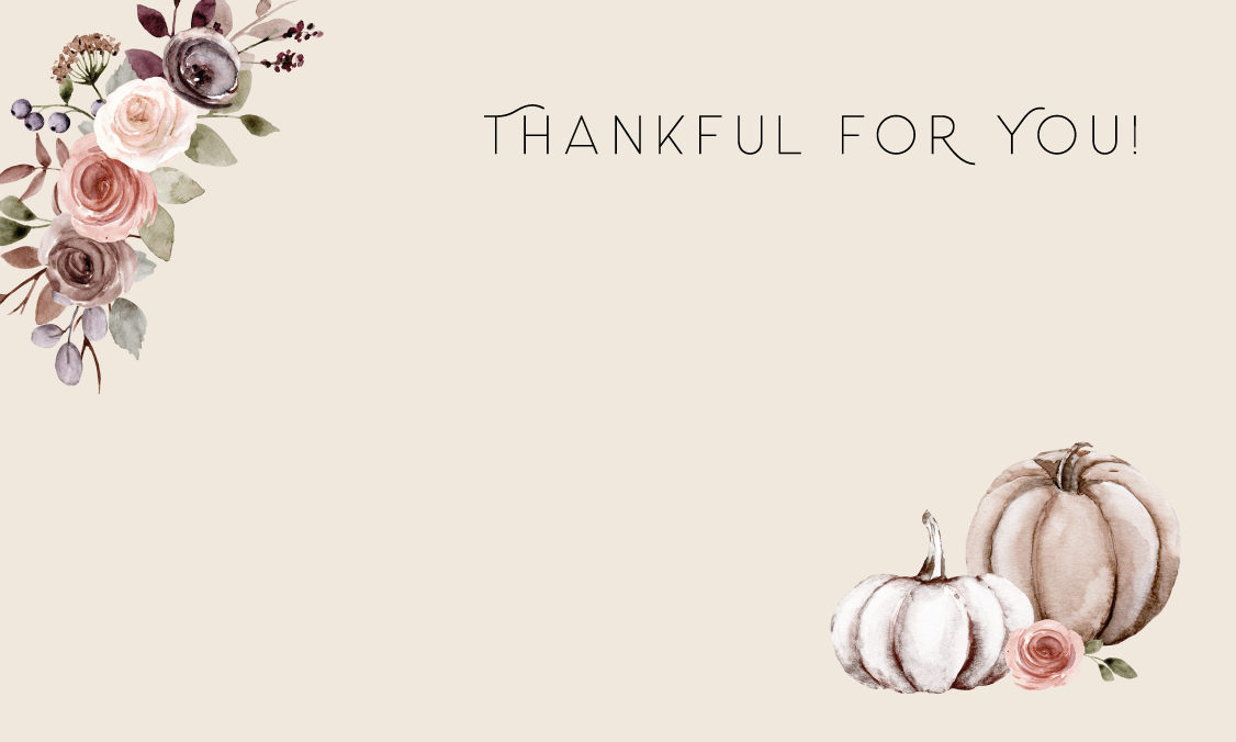 Fall Floral Pumpkins Thanksgiving Place Card