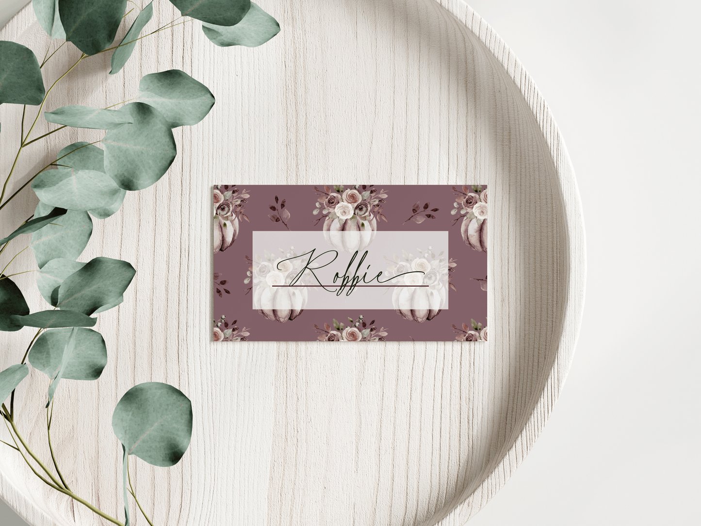 Purple Pumpkin Thanksgiving Place Cards - Digital Download