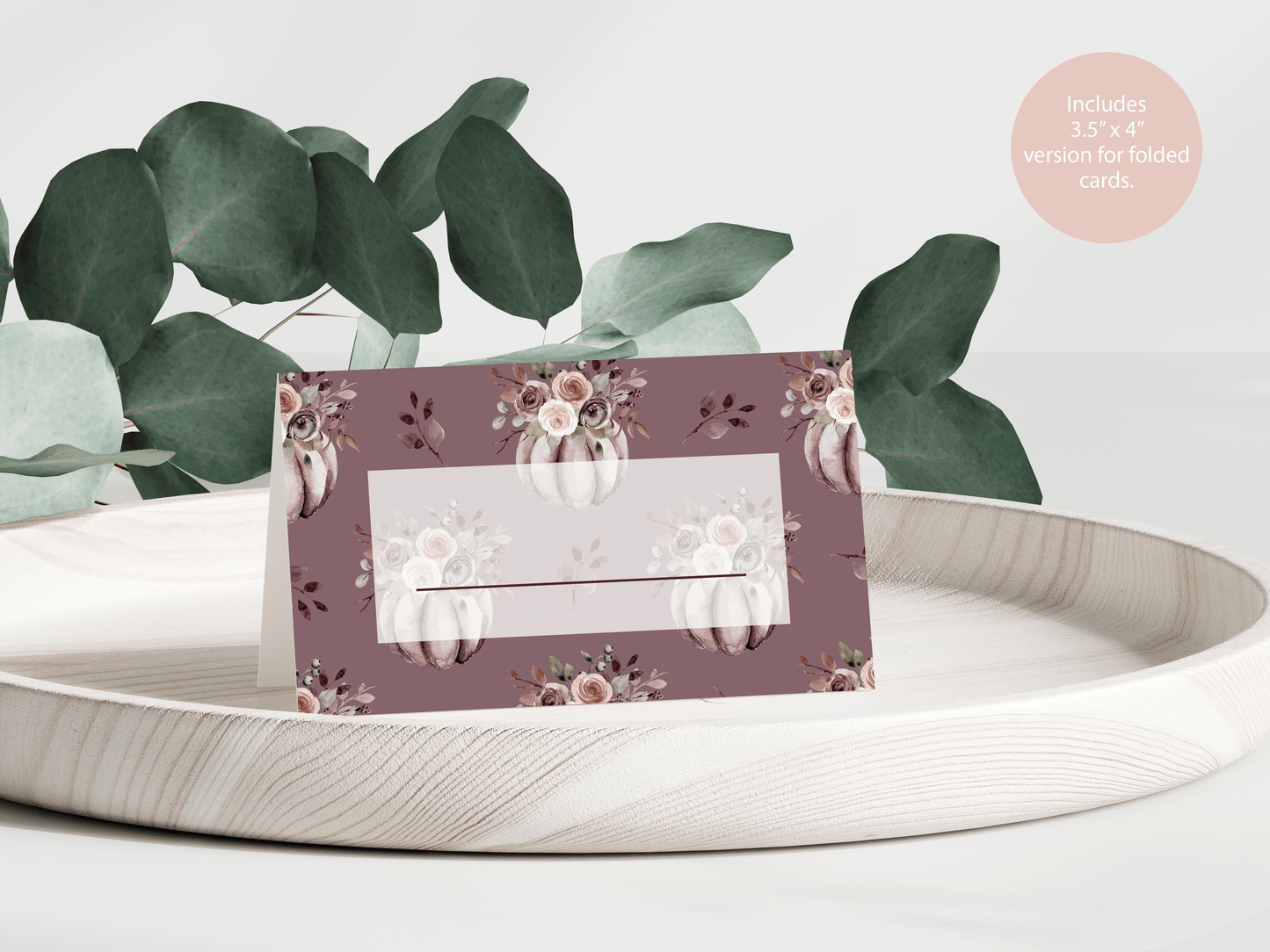 Purple Pumpkin Thanksgiving Place Cards - Digital Download