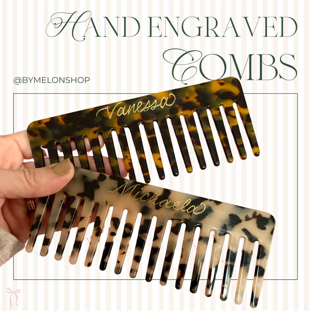 Personalized Hand-Engraved Tortoise Comb