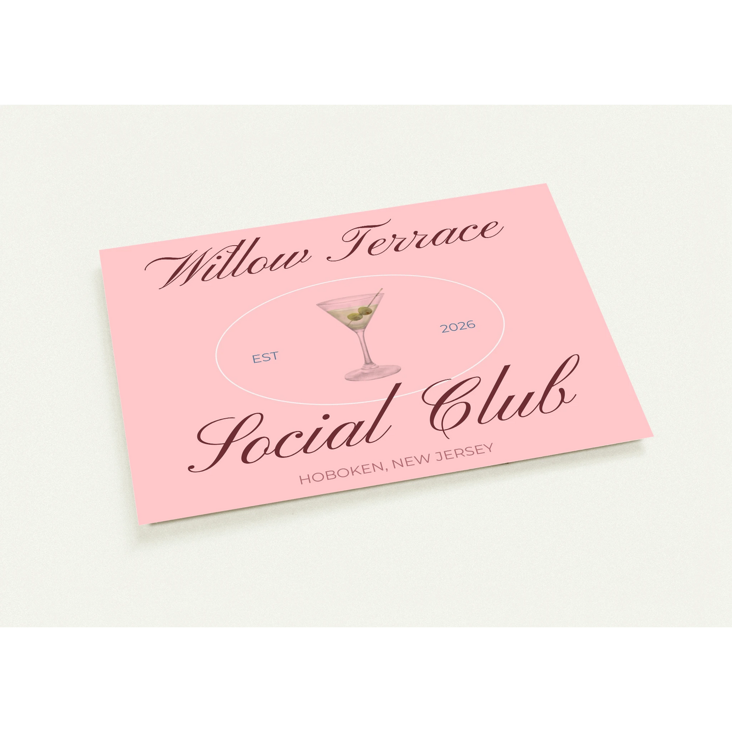 Custom guest welcome postcard with personalized text and background color, sold in a pack of 10