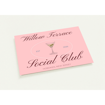 Custom guest welcome postcard with personalized text and background color, sold in a pack of 10