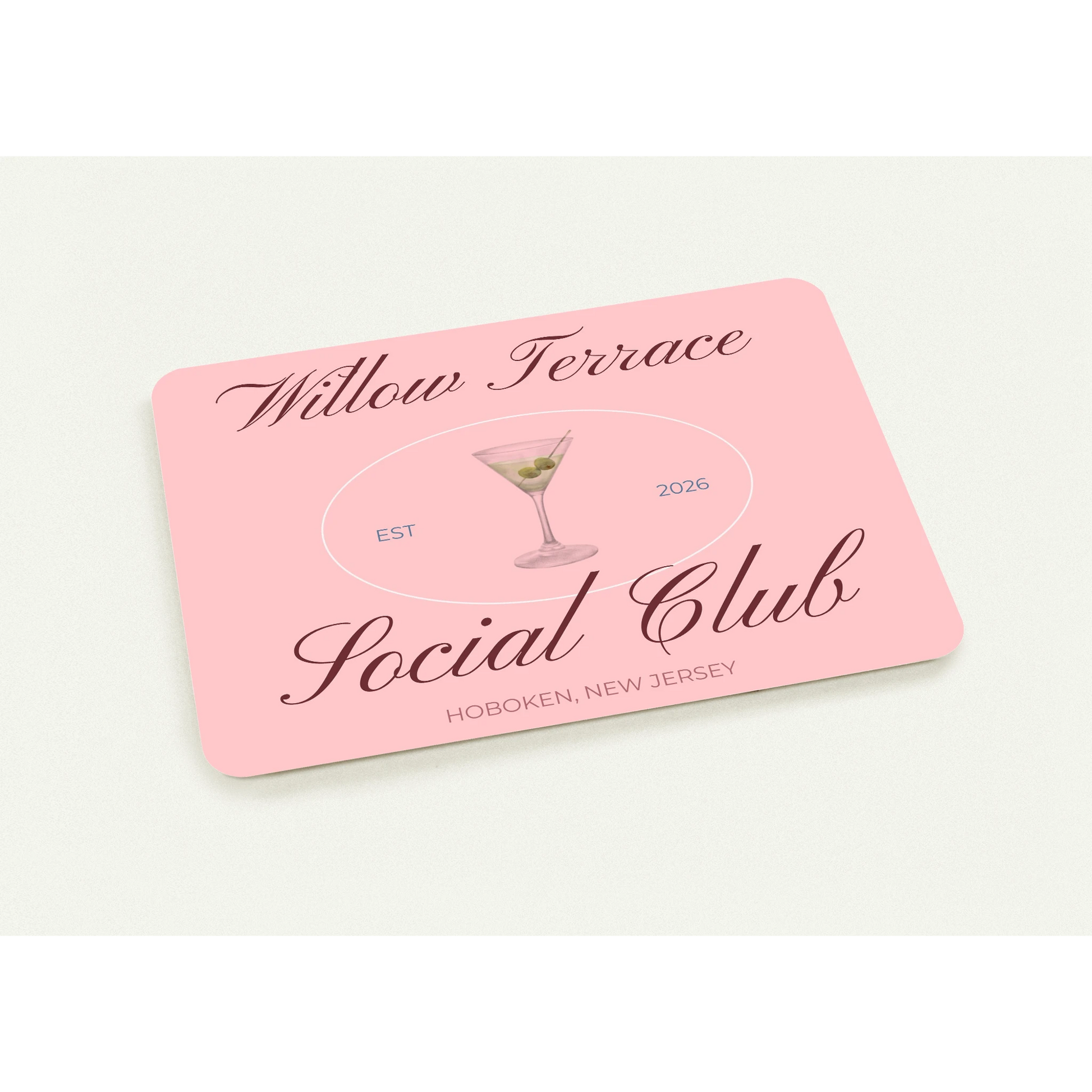 Personalized By Melon house postcard with a custom blush-pink design for welcoming guests