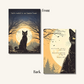 Halloween-themed greeting card with black cat design on front and back