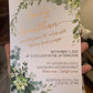 5x7 Green Eucalyptus Wedding Invitation - FOIL
