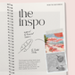 Spiral-bound notebook with 'the inspo' design on a pink background